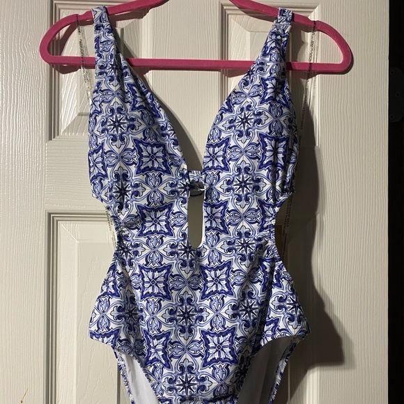 RACHEL by Rachel Roy - Blue Tile One Piece Swimsuit - Size L - Picture 4 of 9